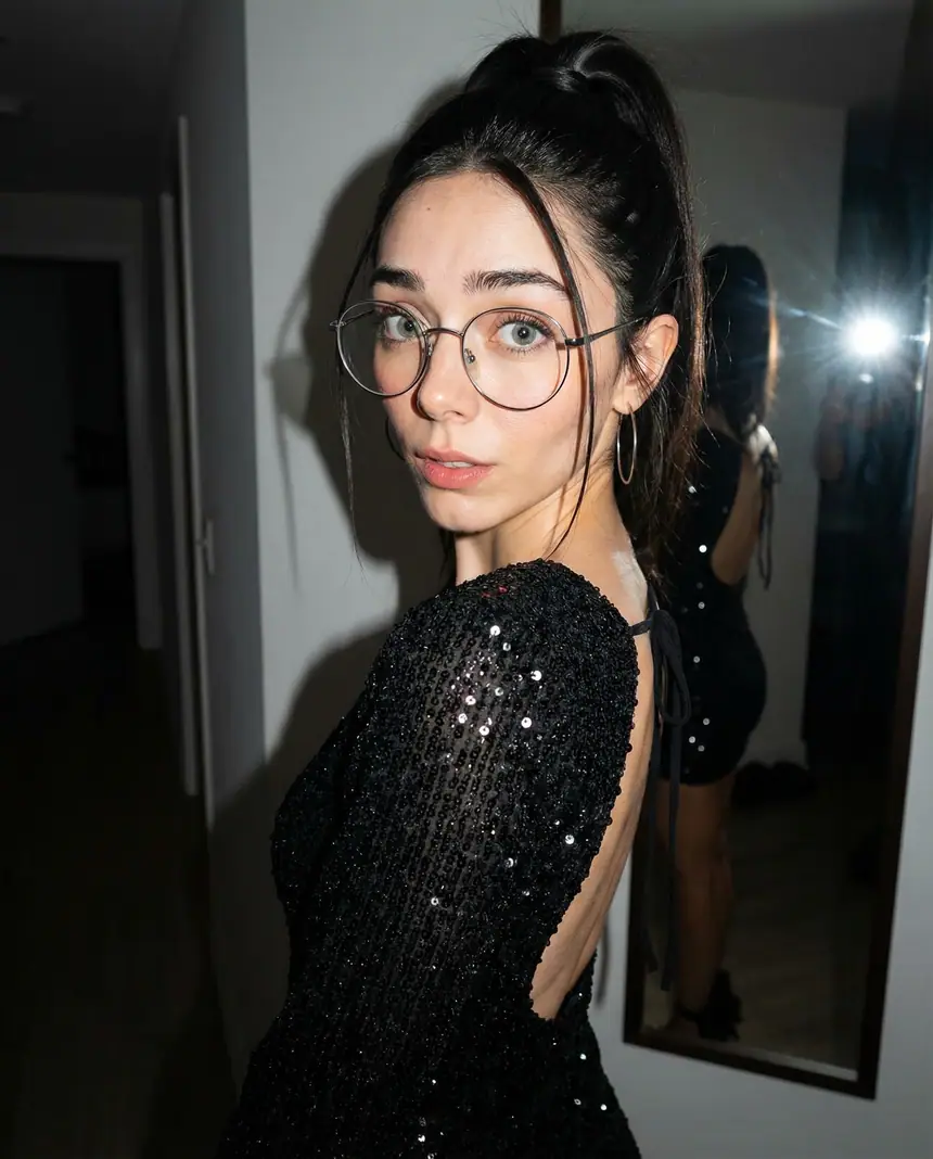 Flash hallway selfie