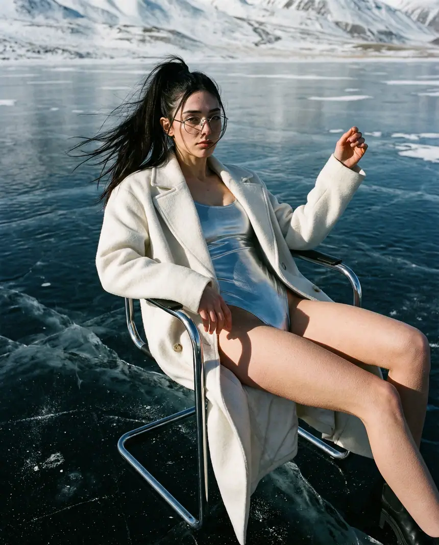 Silla en lago helado