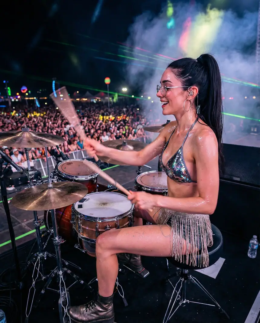 EDM stage drummer