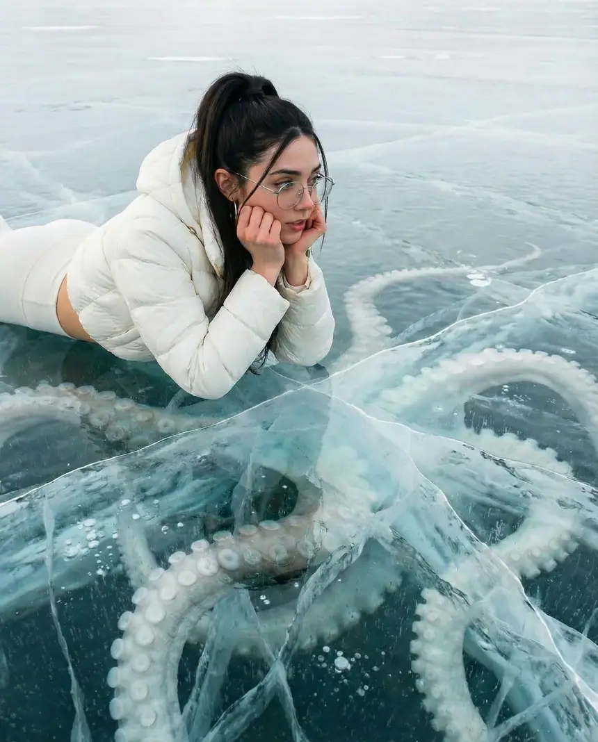 Tumbada sobre el hielo