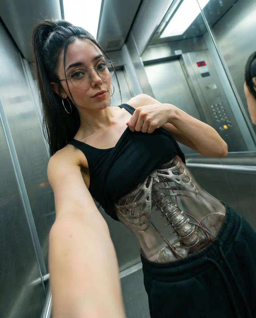 Robot elevator selfie