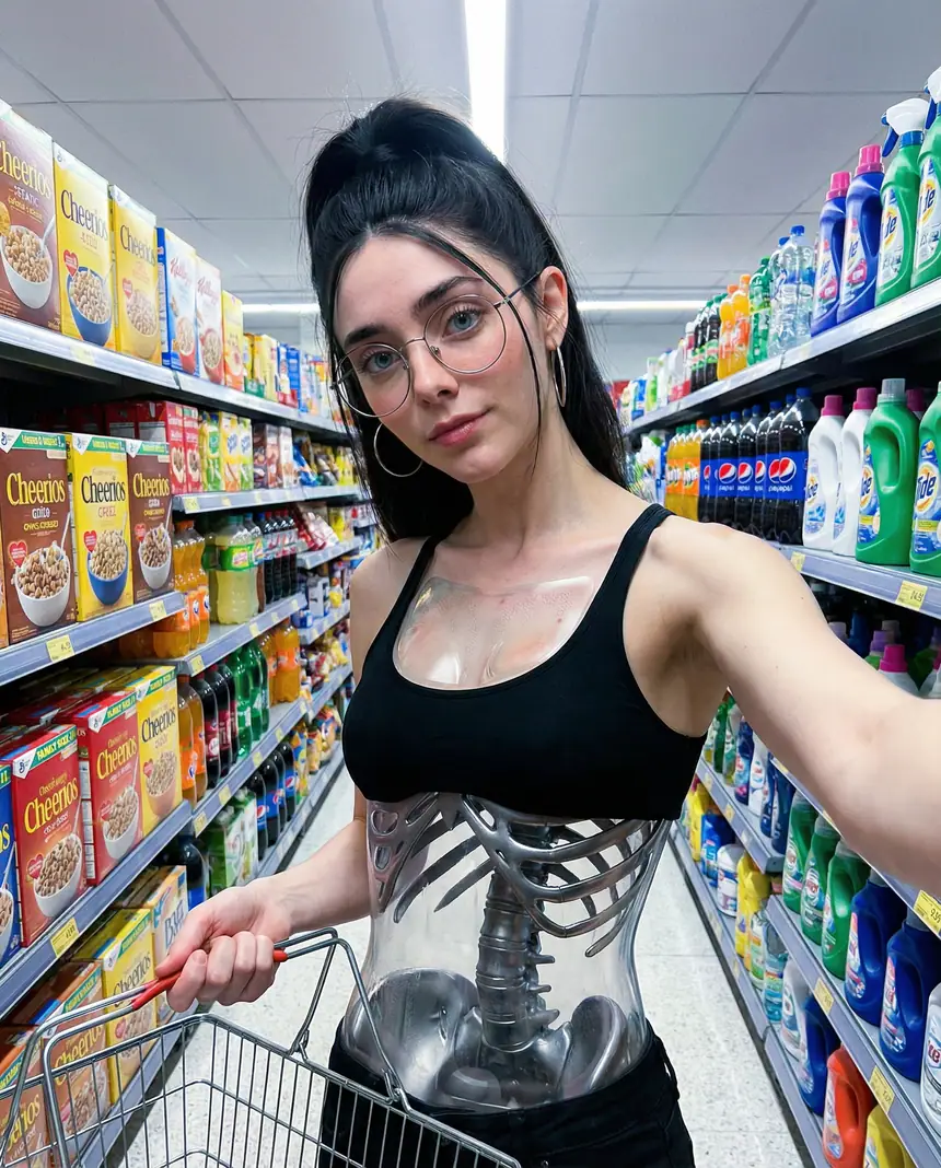 Supermarket aisle selfie